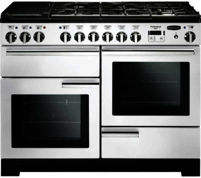 RANGEMASTER  Professional Deluxe 110 Dual Fuel Range Cooker - White & Chrome